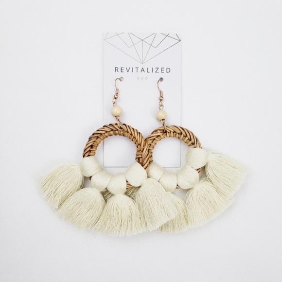 revitalized Jewelry - Circle Rattan Tassel Earrings